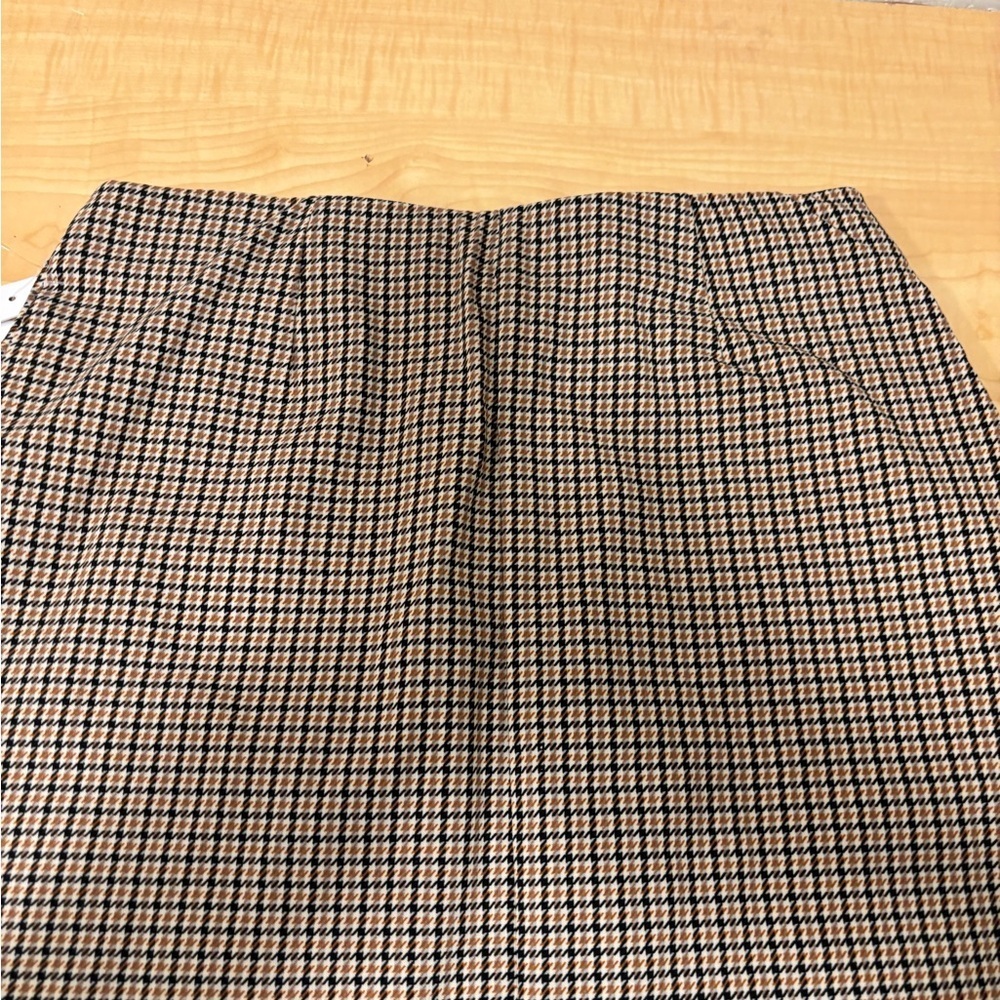 NWT Joe B by Joe Benbasset Tan Black Houndstooth Pleated Mini Skirt Size Small - Picture 3 of 9